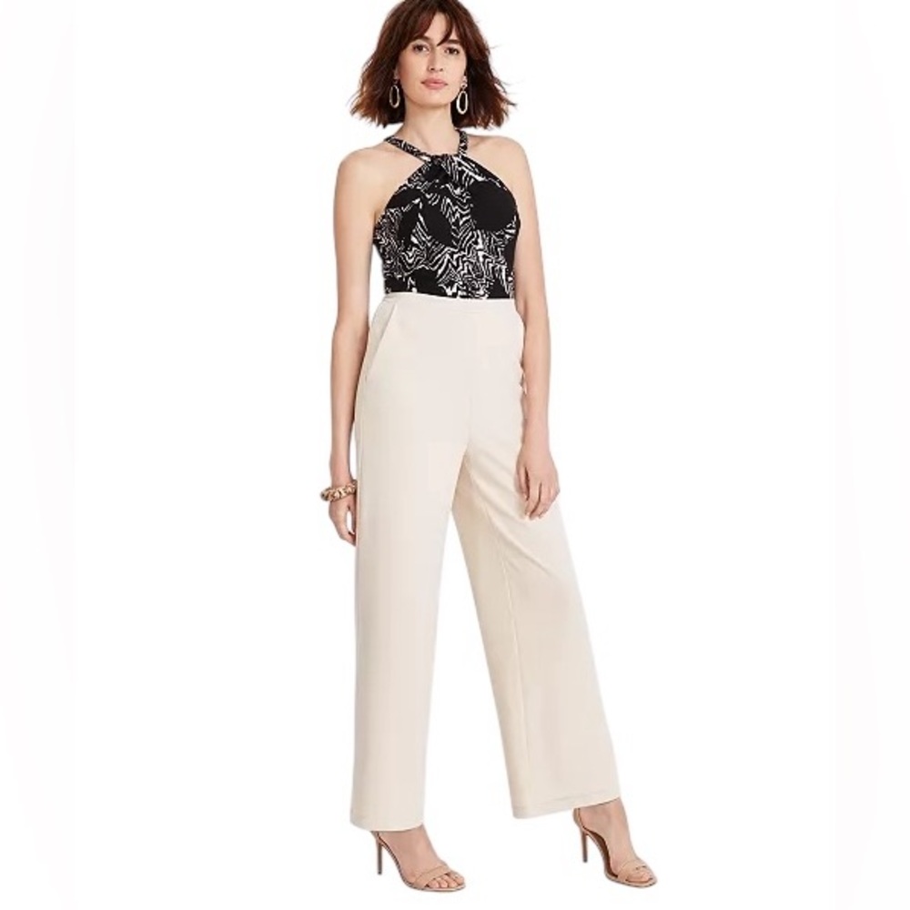 Rachel Roy Printed Halter Wide-Leg Jumpsuit Size Medium